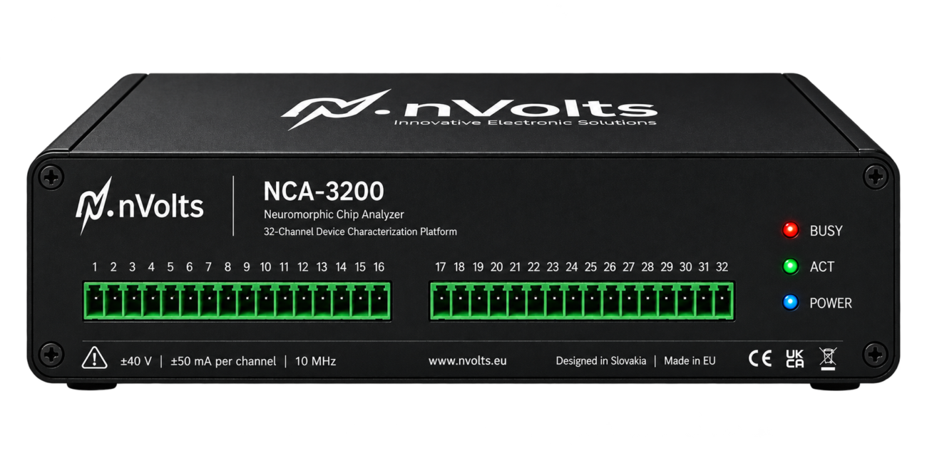 nVolts NCA-3200 32-channel neuromorphic chip analyzer, front view